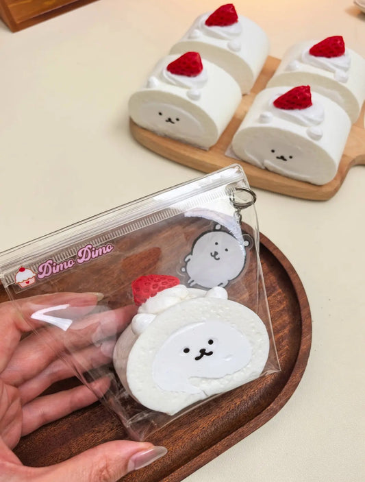 code-122-Strawberry Cream Swiss Roll Bear Squishy Stress Relief Toy
